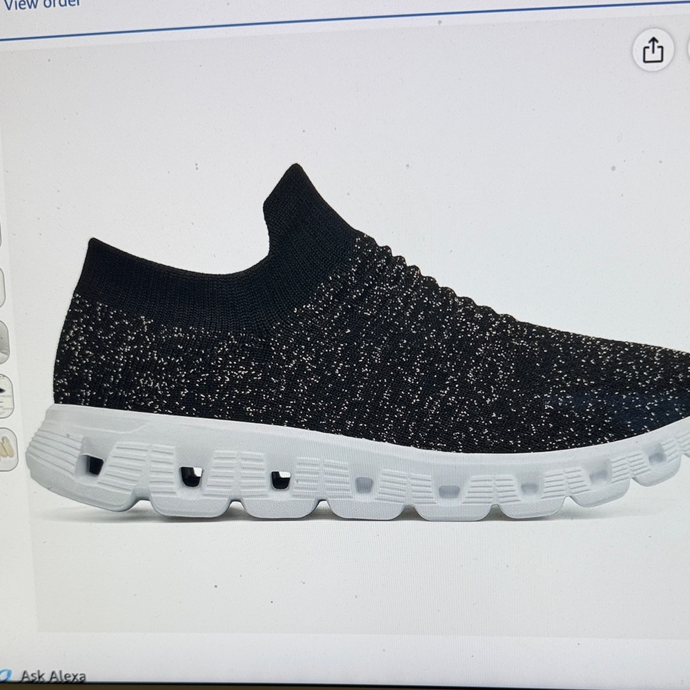 Womens Black Knit Slip-On Athletic Sneakers